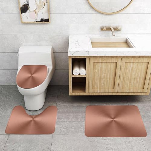 QRFASFZO 3 Stück Badematten und WC Vorleger Microfaser Weiches Badteppich badvorleger rutschfest Waschbar Badezimmerteppich Set,Kupfer, Kreis Kupfer Stahl Textur inspiriert radial und rund Plakette QRFASFZO 3 Stück Badematten und WC Vorleger Microfaser Weiches Badteppich badvorleger rutschfest Waschbar Badezimmerteppich Set,Kupfer, Kreis Kupfer Stahl Textur inspiriert radial und rund Plakette von QRFASFZO