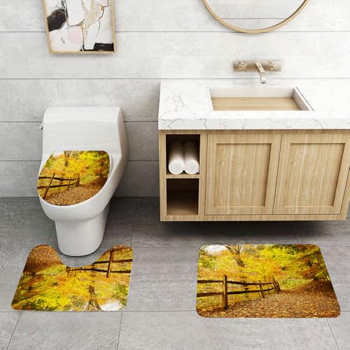 QRFASFZO 3 Stück Badematten und WC Vorleger Microfaser Weiches Badteppich badvorleger rutschfest Waschbar Badezimmerteppich Set,Landschaft, Herbst, Bäume, Blätter QRFASFZO 3 Stück Badematten und WC Vorleger Microfaser Weiches Badteppich badvorleger rutschfest Waschbar Badezimmerteppich Set,Landschaft, Herbst, Bäume, Blätter von QRFASFZO