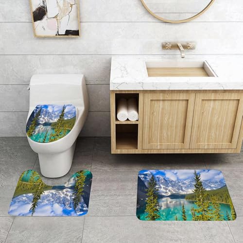 QRFASFZO 3 Stück Badematten und WC Vorleger Microfaser Weiches Badteppich badvorleger rutschfest Waschbar Badezimmerteppich Set,Landschaft, Moraine Lake Rocky Mountains Kan, hitzebeständige Tischset QRFASFZO 3 Stück Badematten und WC Vorleger Microfaser Weiches Badteppich badvorleger rutschfest Waschbar Badezimmerteppich Set,Landschaft, Moraine Lake Rocky Mountains Kan, hitzebeständige Tischset von QRFASFZO