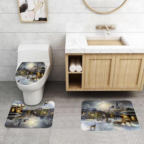 QRFASFZO 3 Stück Badematten und WC Vorleger Microfaser Weiches Badteppich badvorleger rutschfest Waschbar Badezimmerteppich Set,Landschaftsset, Winterlandschaft Einer westlichen Stadt QRFASFZO 3 Stück Badematten und WC Vorleger Microfaser Weiches Badteppich badvorleger rutschfest Waschbar Badezimmerteppich Set,Landschaftsset, Winterlandschaft Einer westlichen Stadt von QRFASFZO
