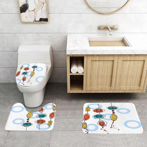 QRFASFZO 3 Stück Badematten und WC Vorleger Microfaser Weiches Badteppich badvorleger rutschfest Waschbar Badezimmerteppich Set,Laterne, Bunte orientalische Laternen Moderne Kunst im asiatischen Sti QRFASFZO 3 Stück Badematten und WC Vorleger Microfaser Weiches Badteppich badvorleger rutschfest Waschbar Badezimmerteppich Set,Laterne, Bunte orientalische Laternen Moderne Kunst im asiatischen Sti von QRFASFZO