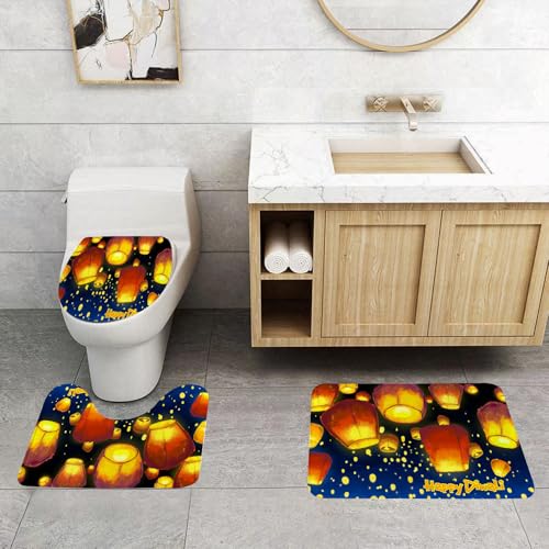 QRFASFZO 3 Stück Badematten und WC Vorleger Microfaser Weiches Badteppich badvorleger rutschfest Waschbar Badezimmerteppich Set,Laterne, Fanoos schweben wie Geräte am Himmel Festlicher, glückverheiß QRFASFZO 3 Stück Badematten und WC Vorleger Microfaser Weiches Badteppich badvorleger rutschfest Waschbar Badezimmerteppich Set,Laterne, Fanoos schweben wie Geräte am Himmel Festlicher, glückverheiß von QRFASFZO