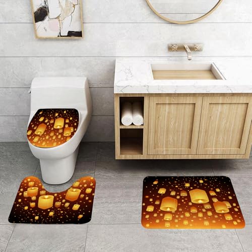 QRFASFZO 3 Stück Badematten und WC Vorleger Microfaser Weiches Badteppich badvorleger rutschfest Waschbar Badezimmerteppich Set,Laterne, Loy Krathong und Yi Peng Festival Thailand Kultur Traditionel QRFASFZO 3 Stück Badematten und WC Vorleger Microfaser Weiches Badteppich badvorleger rutschfest Waschbar Badezimmerteppich Set,Laterne, Loy Krathong und Yi Peng Festival Thailand Kultur Traditionel von QRFASFZO