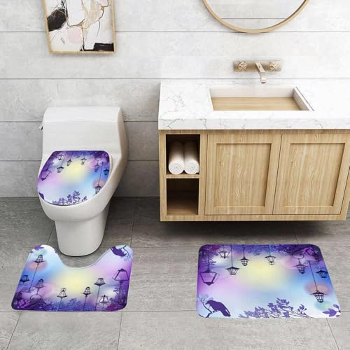 QRFASFZO 3 Stück Badematten und WC Vorleger Microfaser Weiches Badteppich badvorleger rutschfest Waschbar Badezimmerteppich Set,Laterne, antike Straße in Einer unheimlichen violetten Umgebung Rabe a QRFASFZO 3 Stück Badematten und WC Vorleger Microfaser Weiches Badteppich badvorleger rutschfest Waschbar Badezimmerteppich Set,Laterne, antike Straße in Einer unheimlichen violetten Umgebung Rabe a von QRFASFZO
