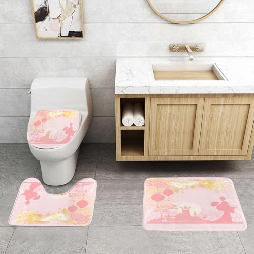QRFASFZO 3 Stück Badematten und WC Vorleger Microfaser Weiches Badteppich badvorleger rutschfest Waschbar Badezimmerteppich Set,Laterne, chinesische Laternen im japanischen Vintage-Stil mit romantis QRFASFZO 3 Stück Badematten und WC Vorleger Microfaser Weiches Badteppich badvorleger rutschfest Waschbar Badezimmerteppich Set,Laterne, chinesische Laternen im japanischen Vintage-Stil mit romantis von QRFASFZO