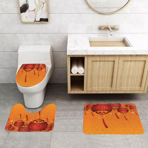 QRFASFZO 3 Stück Badematten und WC Vorleger Microfaser Weiches Badteppich badvorleger rutschfest Waschbar Badezimmerteppich Set,Laterne, dekorative chinesische Laternen sind QRFASFZO 3 Stück Badematten und WC Vorleger Microfaser Weiches Badteppich badvorleger rutschfest Waschbar Badezimmerteppich Set,Laterne, dekorative chinesische Laternen sind von QRFASFZO