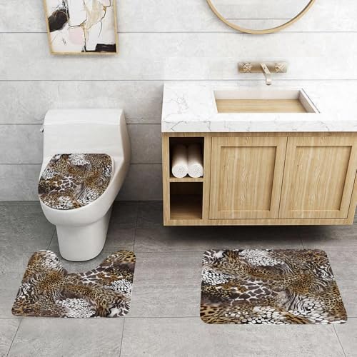 QRFASFZO 3 Stück Badematten und WC Vorleger Microfaser Weiches Badteppich badvorleger rutschfest Waschbar Badezimmerteppich Set,Leopard und Zebra Tiger Krokodil Tierhaut Design QRFASFZO 3 Stück Badematten und WC Vorleger Microfaser Weiches Badteppich badvorleger rutschfest Waschbar Badezimmerteppich Set,Leopard und Zebra Tiger Krokodil Tierhaut Design von QRFASFZO