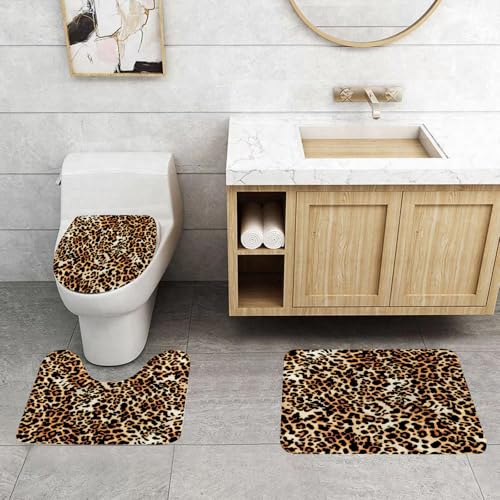 QRFASFZO 3 Stück Badematten und WC Vorleger Microfaser Weiches Badteppich badvorleger rutschfest Waschbar Badezimmerteppich Set,Leopardenmuster, Jaguarmuster, Tierfell QRFASFZO 3 Stück Badematten und WC Vorleger Microfaser Weiches Badteppich badvorleger rutschfest Waschbar Badezimmerteppich Set,Leopardenmuster, Jaguarmuster, Tierfell von QRFASFZO