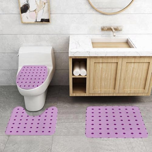 QRFASFZO 3 Stück Badematten und WC Vorleger Microfaser Weiches Badteppich badvorleger rutschfest Waschbar Badezimmerteppich Set,Lila, Retro-Polka Dot nostalgischen Hintergrund st1 QRFASFZO 3 Stück Badematten und WC Vorleger Microfaser Weiches Badteppich badvorleger rutschfest Waschbar Badezimmerteppich Set,Lila, Retro-Polka Dot nostalgischen Hintergrund st1 von QRFASFZO