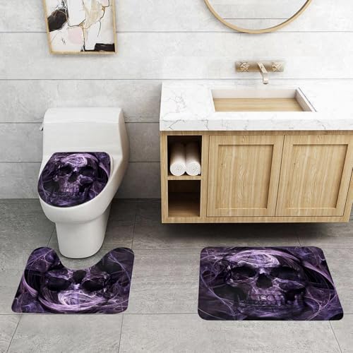QRFASFZO 3 Stück Badematten und WC Vorleger Microfaser Weiches Badteppich badvorleger rutschfest Waschbar Badezimmerteppich Set,Lila Totenkopfkunst, EIN geheimnisvoller Totenkopf, umgeben von schwac QRFASFZO 3 Stück Badematten und WC Vorleger Microfaser Weiches Badteppich badvorleger rutschfest Waschbar Badezimmerteppich Set,Lila Totenkopfkunst, EIN geheimnisvoller Totenkopf, umgeben von schwac von QRFASFZO