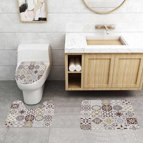 QRFASFZO 3 Stück Badematten und WC Vorleger Microfaser Weiches Badteppich badvorleger rutschfest Waschbar Badezimmerteppich Set,Lissabon Azulejos Fliesen Vektormuster portugiesischen oder spanischen QRFASFZO 3 Stück Badematten und WC Vorleger Microfaser Weiches Badteppich badvorleger rutschfest Waschbar Badezimmerteppich Set,Lissabon Azulejos Fliesen Vektormuster portugiesischen oder spanischen von QRFASFZO