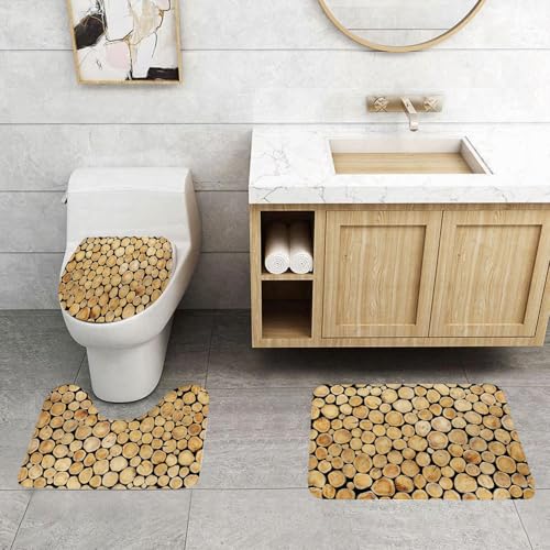 QRFASFZO 3 Stück Badematten und WC Vorleger Microfaser Weiches Badteppich badvorleger rutschfest Waschbar Badezimmerteppich Set,Log Runde Teak Auge Planke Pflanze Holz Stumpf Innen Schnittholz Baums QRFASFZO 3 Stück Badematten und WC Vorleger Microfaser Weiches Badteppich badvorleger rutschfest Waschbar Badezimmerteppich Set,Log Runde Teak Auge Planke Pflanze Holz Stumpf Innen Schnittholz Baums von QRFASFZO