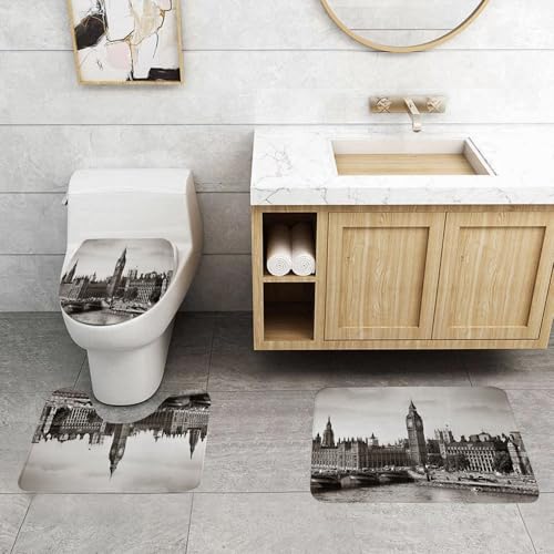 QRFASFZO 3 Stück Badematten und WC Vorleger Microfaser Weiches Badteppich badvorleger rutschfest Waschbar Badezimmerteppich Set,London, Westminster mit Big Ben und Brücke Nostalgisches Bild Dekorati QRFASFZO 3 Stück Badematten und WC Vorleger Microfaser Weiches Badteppich badvorleger rutschfest Waschbar Badezimmerteppich Set,London, Westminster mit Big Ben und Brücke Nostalgisches Bild Dekorati von QRFASFZO