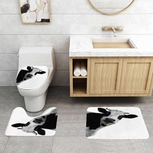 QRFASFZO 3 Stück Badematten und WC Vorleger Microfaser Weiches Badteppich badvorleger rutschfest Waschbar Badezimmerteppich Set,Lustige Kuh isoliert auf weißem Hintergrund QRFASFZO 3 Stück Badematten und WC Vorleger Microfaser Weiches Badteppich badvorleger rutschfest Waschbar Badezimmerteppich Set,Lustige Kuh isoliert auf weißem Hintergrund von QRFASFZO