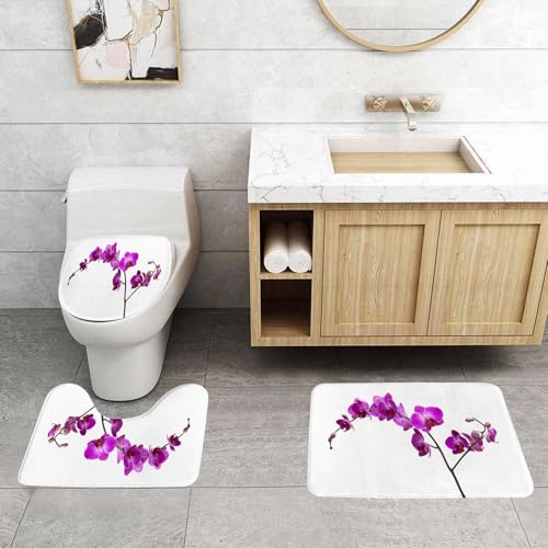 QRFASFZO 3 Stück Badematten und WC Vorleger Microfaser Weiches Badteppich badvorleger rutschfest Waschbar Badezimmerteppich Set,Magenta Dekor, Wilde Orchideen Blütenblätter Röschen Zweig Romantische QRFASFZO 3 Stück Badematten und WC Vorleger Microfaser Weiches Badteppich badvorleger rutschfest Waschbar Badezimmerteppich Set,Magenta Dekor, Wilde Orchideen Blütenblätter Röschen Zweig Romantische von QRFASFZO