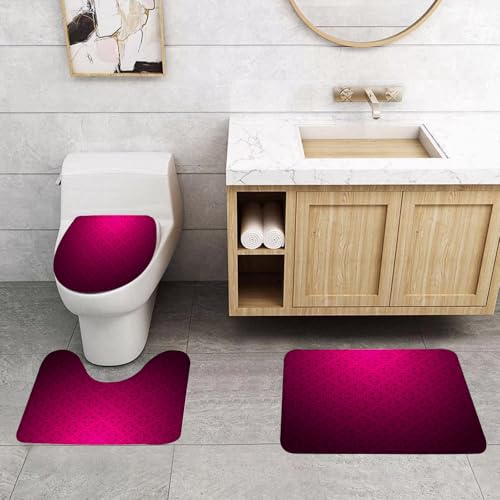 QRFASFZO 3 Stück Badematten und WC Vorleger Microfaser Weiches Badteppich badvorleger rutschfest Waschbar Badezimmerteppich Set,Magenta abstrakt gestreiftes strukturiertes geometrisches Muster QRFASFZO 3 Stück Badematten und WC Vorleger Microfaser Weiches Badteppich badvorleger rutschfest Waschbar Badezimmerteppich Set,Magenta abstrakt gestreiftes strukturiertes geometrisches Muster von QRFASFZO