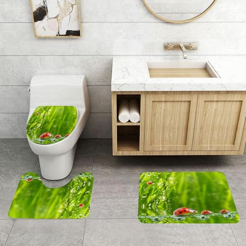 QRFASFZO 3 Stück Badematten und WC Vorleger Microfaser Weiches Badteppich badvorleger rutschfest Waschbar Badezimmerteppich Set,Marien Frühling kt Pflanze Blätter Tau Wassertropfen QRFASFZO 3 Stück Badematten und WC Vorleger Microfaser Weiches Badteppich badvorleger rutschfest Waschbar Badezimmerteppich Set,Marien Frühling kt Pflanze Blätter Tau Wassertropfen von QRFASFZO