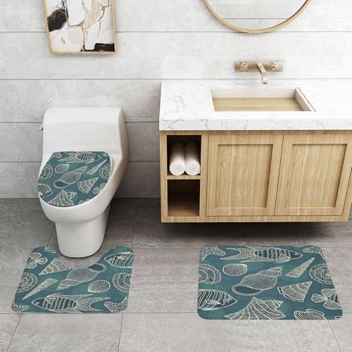 QRFASFZO 3 Stück Badematten und WC Vorleger Microfaser Weiches Badteppich badvorleger rutschfest Waschbar Badezimmerteppich Set,Marine-Graffiti-Design, eine Reihe Bezaubernder Fische und Muscheln in QRFASFZO 3 Stück Badematten und WC Vorleger Microfaser Weiches Badteppich badvorleger rutschfest Waschbar Badezimmerteppich Set,Marine-Graffiti-Design, eine Reihe Bezaubernder Fische und Muscheln in von QRFASFZO