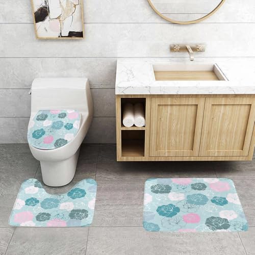 QRFASFZO 3 Stück Badematten und WC Vorleger Microfaser Weiches Badteppich badvorleger rutschfest Waschbar Badezimmerteppich Set,Marineblau und erröten, rosa Muster Silhouetten sty1 QRFASFZO 3 Stück Badematten und WC Vorleger Microfaser Weiches Badteppich badvorleger rutschfest Waschbar Badezimmerteppich Set,Marineblau und erröten, rosa Muster Silhouetten sty1 von QRFASFZO
