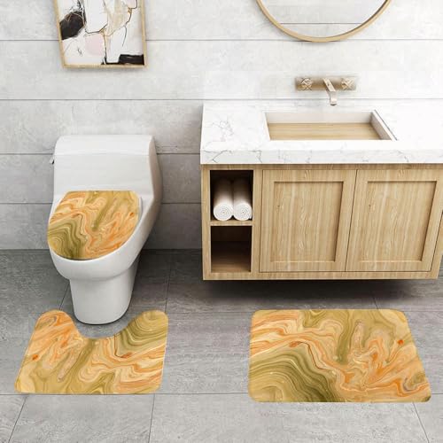 QRFASFZO 3 Stück Badematten und WC Vorleger Microfaser Weiches Badteppich badvorleger rutschfest Waschbar Badezimmerteppich Set,Marmor, antike ethnische osmanische Kunst Ebru türkische Marmorierung QRFASFZO 3 Stück Badematten und WC Vorleger Microfaser Weiches Badteppich badvorleger rutschfest Waschbar Badezimmerteppich Set,Marmor, antike ethnische osmanische Kunst Ebru türkische Marmorierung von QRFASFZO