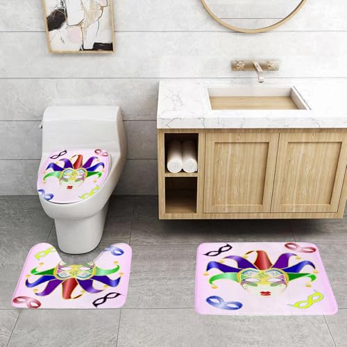 QRFASFZO 3 Stück Badematten und WC Vorleger Microfaser Weiches Badteppich badvorleger rutschfest Waschbar Badezimmerteppich Set,Maskerade, Weihnachtskarneval abstrakte Stil Illustration m QRFASFZO 3 Stück Badematten und WC Vorleger Microfaser Weiches Badteppich badvorleger rutschfest Waschbar Badezimmerteppich Set,Maskerade, Weihnachtskarneval abstrakte Stil Illustration m von QRFASFZO