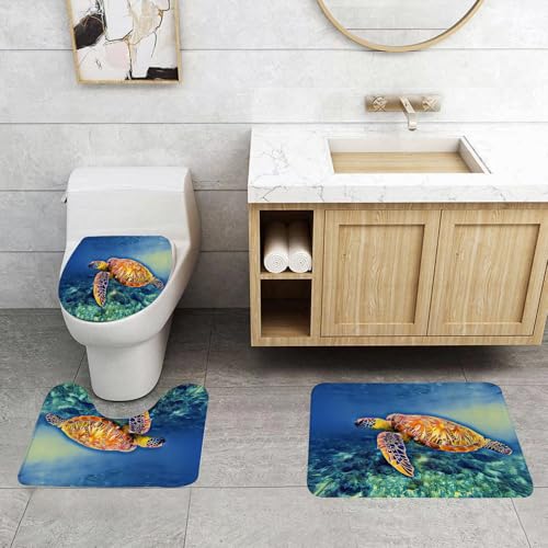 QRFASFZO 3 Stück Badematten und WC Vorleger Microfaser Weiches Badteppich badvorleger rutschfest Waschbar Badezimmerteppich Set,Meeresschildkröte Blau P Schnorcheln Seaworld Wasser Wasser Digital Ti QRFASFZO 3 Stück Badematten und WC Vorleger Microfaser Weiches Badteppich badvorleger rutschfest Waschbar Badezimmerteppich Set,Meeresschildkröte Blau P Schnorcheln Seaworld Wasser Wasser Digital Ti von QRFASFZO
