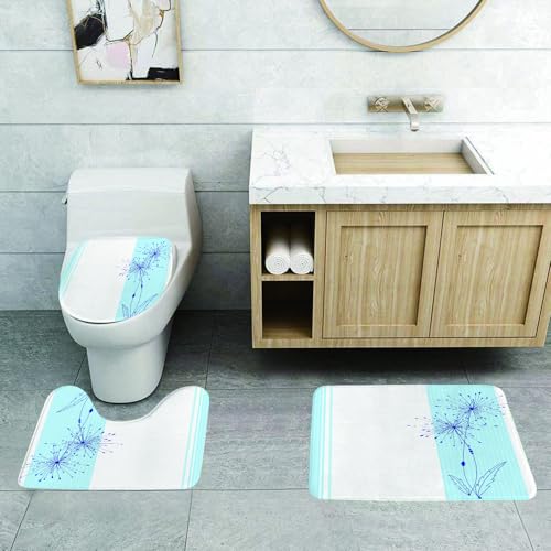 QRFASFZO 3 Stück Badematten und WC Vorleger Microfaser Weiches Badteppich badvorleger rutschfest Waschbar Badezimmerteppich Set,Minimalismus der blauen Blumen, einfaches blaues Blumendesign auf gest QRFASFZO 3 Stück Badematten und WC Vorleger Microfaser Weiches Badteppich badvorleger rutschfest Waschbar Badezimmerteppich Set,Minimalismus der blauen Blumen, einfaches blaues Blumendesign auf gest von QRFASFZO