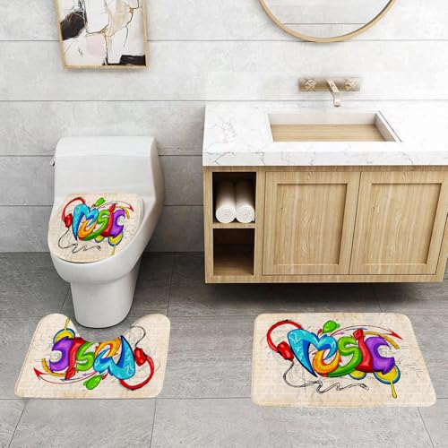QRFASFZO 3 Stück Badematten und WC Vorleger Microfaser Weiches Badteppich badvorleger rutschfest Waschbar Badezimmerteppich Set,Musik, Illustration, Schriftzug, Style, Graffiti, Case QRFASFZO 3 Stück Badematten und WC Vorleger Microfaser Weiches Badteppich badvorleger rutschfest Waschbar Badezimmerteppich Set,Musik, Illustration, Schriftzug, Style, Graffiti, Case von QRFASFZO