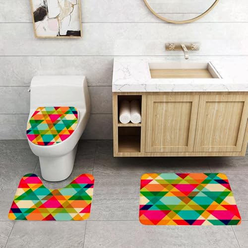 QRFASFZO 3 Stück Badematten und WC Vorleger Microfaser Weiches Badteppich badvorleger rutschfest Waschbar Badezimmerteppich Set,Muster aus geometrischen Formen. Dreiecke. Textur mit Spektrumeffekt. QRFASFZO 3 Stück Badematten und WC Vorleger Microfaser Weiches Badteppich badvorleger rutschfest Waschbar Badezimmerteppich Set,Muster aus geometrischen Formen. Dreiecke. Textur mit Spektrumeffekt. von QRFASFZO