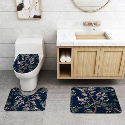 QRFASFZO 3 Stück Badematten und WC Vorleger Microfaser Weiches Badteppich badvorleger rutschfest Waschbar Badezimmerteppich Set,Muster mit Pfingstrosenbüschen und Blumen im Chinoiserie-Stil. QRFASFZO 3 Stück Badematten und WC Vorleger Microfaser Weiches Badteppich badvorleger rutschfest Waschbar Badezimmerteppich Set,Muster mit Pfingstrosenbüschen und Blumen im Chinoiserie-Stil. von QRFASFZO