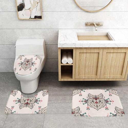 QRFASFZO 3 Stück Badematten und WC Vorleger Microfaser Weiches Badteppich badvorleger rutschfest Waschbar Badezimmerteppich Set,Muster mit Wolf im Stammesstil mit ethnischen Ornamenten. Indianische QRFASFZO 3 Stück Badematten und WC Vorleger Microfaser Weiches Badteppich badvorleger rutschfest Waschbar Badezimmerteppich Set,Muster mit Wolf im Stammesstil mit ethnischen Ornamenten. Indianische von QRFASFZO