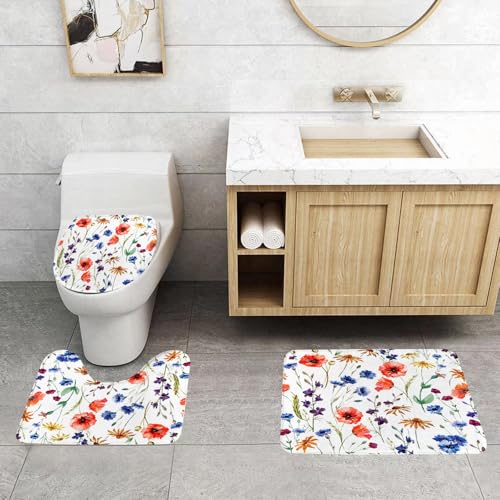 QRFASFZO 3 Stück Badematten und WC Vorleger Microfaser Weiches Badteppich badvorleger rutschfest Waschbar Badezimmerteppich Set,Nahtlose Florale Hintergrundtextur Muster QRFASFZO 3 Stück Badematten und WC Vorleger Microfaser Weiches Badteppich badvorleger rutschfest Waschbar Badezimmerteppich Set,Nahtlose Florale Hintergrundtextur Muster von QRFASFZO