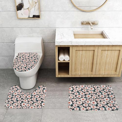 QRFASFZO 3 Stück Badematten und WC Vorleger Microfaser Weiches Badteppich badvorleger rutschfest Waschbar Badezimmerteppich Set,Nahtloser Blütenblumen-Gänseblümchen-Druckmusterhintergrund QRFASFZO 3 Stück Badematten und WC Vorleger Microfaser Weiches Badteppich badvorleger rutschfest Waschbar Badezimmerteppich Set,Nahtloser Blütenblumen-Gänseblümchen-Druckmusterhintergrund von QRFASFZO