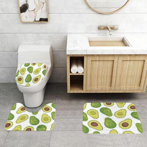 QRFASFZO 3 Stück Badematten und WC Vorleger Microfaser Weiches Badteppich badvorleger rutschfest Waschbar Badezimmerteppich Set,Nahtloses Avocado-Muster. Avocado-Textur. QRFASFZO 3 Stück Badematten und WC Vorleger Microfaser Weiches Badteppich badvorleger rutschfest Waschbar Badezimmerteppich Set,Nahtloses Avocado-Muster. Avocado-Textur. von QRFASFZO