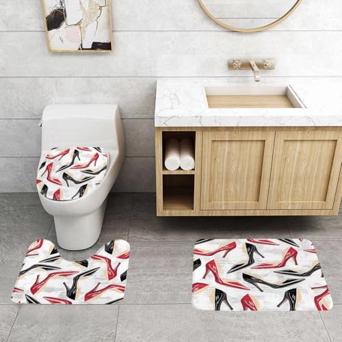 QRFASFZO 3 Stück Badematten und WC Vorleger Microfaser Weiches Badteppich badvorleger rutschfest Waschbar Badezimmerteppich Set,Nahtloses Muster Mode Damenschuhe rot beige schwarz. Glamour-Tapete. H QRFASFZO 3 Stück Badematten und WC Vorleger Microfaser Weiches Badteppich badvorleger rutschfest Waschbar Badezimmerteppich Set,Nahtloses Muster Mode Damenschuhe rot beige schwarz. Glamour-Tapete. H von QRFASFZO