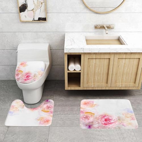 QRFASFZO 3 Stück Badematten und WC Vorleger Microfaser Weiches Badteppich badvorleger rutschfest Waschbar Badezimmerteppich Set,Natürlicher romantischer Garten viktorianische Blumen QRFASFZO 3 Stück Badematten und WC Vorleger Microfaser Weiches Badteppich badvorleger rutschfest Waschbar Badezimmerteppich Set,Natürlicher romantischer Garten viktorianische Blumen von QRFASFZO