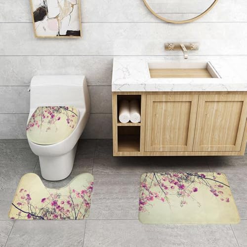 QRFASFZO 3 Stück Badematten und WC Vorleger Microfaser Weiches Badteppich badvorleger rutschfest Waschbar Badezimmerteppich Set,Natur, Blumen Blumen Zweige Sakura Blüten Kirschblüten Frühling Foto QRFASFZO 3 Stück Badematten und WC Vorleger Microfaser Weiches Badteppich badvorleger rutschfest Waschbar Badezimmerteppich Set,Natur, Blumen Blumen Zweige Sakura Blüten Kirschblüten Frühling Foto von QRFASFZO