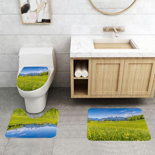 QRFASFZO 3 Stück Badematten und WC Vorleger Microfaser Weiches Badteppich badvorleger rutschfest Waschbar Badezimmerteppich Set,Natur, Fotos der Alpen mit frischen Wiesen und Blüten Verschneite Berg QRFASFZO 3 Stück Badematten und WC Vorleger Microfaser Weiches Badteppich badvorleger rutschfest Waschbar Badezimmerteppich Set,Natur, Fotos der Alpen mit frischen Wiesen und Blüten Verschneite Berg von QRFASFZO