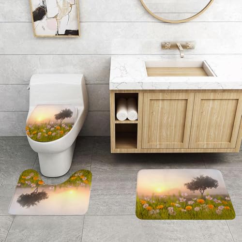 QRFASFZO 3 Stück Badematten und WC Vorleger Microfaser Weiches Badteppich badvorleger rutschfest Waschbar Badezimmerteppich Set,Natur, Gänseblümchen-Blumenwiese mit Baumhintergrund in Ne QRFASFZO 3 Stück Badematten und WC Vorleger Microfaser Weiches Badteppich badvorleger rutschfest Waschbar Badezimmerteppich Set,Natur, Gänseblümchen-Blumenwiese mit Baumhintergrund in Ne von QRFASFZO