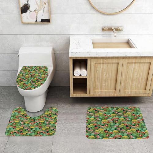 QRFASFZO 3 Stück Badematten und WC Vorleger Microfaser Weiches Badteppich badvorleger rutschfest Waschbar Badezimmerteppich Set,Natur, Garten Blumen Kaktus Texas Wüste Botanische Verschiedene Spiked QRFASFZO 3 Stück Badematten und WC Vorleger Microfaser Weiches Badteppich badvorleger rutschfest Waschbar Badezimmerteppich Set,Natur, Garten Blumen Kaktus Texas Wüste Botanische Verschiedene Spiked von QRFASFZO