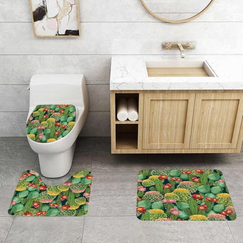 QRFASFZO 3 Stück Badematten und WC Vorleger Microfaser Weiches Badteppich badvorleger rutschfest Waschbar Badezimmerteppich Set,Natur, Garten Blumen Kaktus Texas Wüste Botanische Verschiedene Spiked QRFASFZO 3 Stück Badematten und WC Vorleger Microfaser Weiches Badteppich badvorleger rutschfest Waschbar Badezimmerteppich Set,Natur, Garten Blumen Kaktus Texas Wüste Botanische Verschiedene Spiked von QRFASFZO