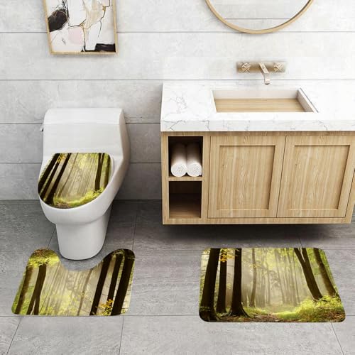 QRFASFZO 3 Stück Badematten und WC Vorleger Microfaser Weiches Badteppich badvorleger rutschfest Waschbar Badezimmerteppich Set,Natur, Herbstwald Misty Natural Way Foto d QRFASFZO 3 Stück Badematten und WC Vorleger Microfaser Weiches Badteppich badvorleger rutschfest Waschbar Badezimmerteppich Set,Natur, Herbstwald Misty Natural Way Foto d von QRFASFZO