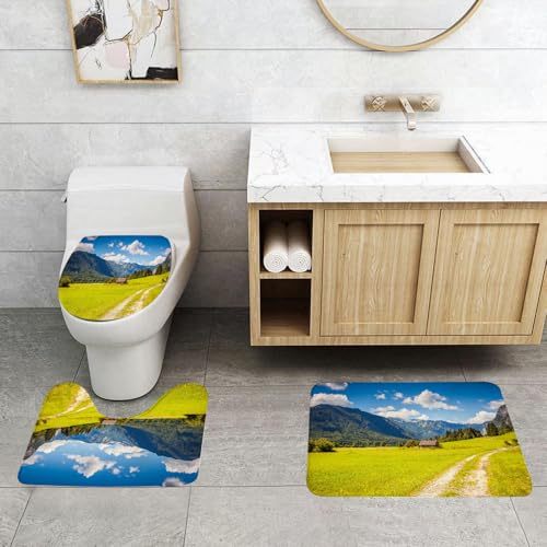 QRFASFZO 3 Stück Badematten und WC Vorleger Microfaser Weiches Badteppich badvorleger rutschfest Waschbar Badezimmerteppich Set,Natur, Julische Alpen Berg Ländliches Tal mit Fotos QRFASFZO 3 Stück Badematten und WC Vorleger Microfaser Weiches Badteppich badvorleger rutschfest Waschbar Badezimmerteppich Set,Natur, Julische Alpen Berg Ländliches Tal mit Fotos von QRFASFZO