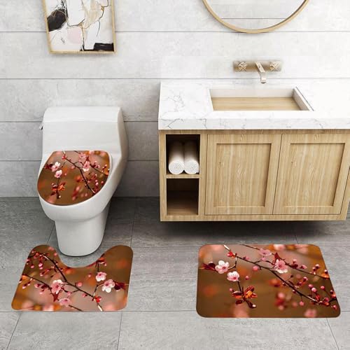 QRFASFZO 3 Stück Badematten und WC Vorleger Microfaser Weiches Badteppich badvorleger rutschfest Waschbar Badezimmerteppich Set,Natur, Kirschblüte Sakura Baum Zweige Blüte Druck gi QRFASFZO 3 Stück Badematten und WC Vorleger Microfaser Weiches Badteppich badvorleger rutschfest Waschbar Badezimmerteppich Set,Natur, Kirschblüte Sakura Baum Zweige Blüte Druck gi von QRFASFZO
