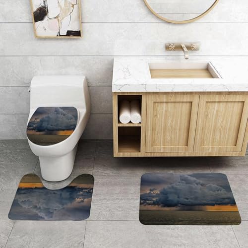 QRFASFZO 3 Stück Badematten und WC Vorleger Microfaser Weiches Badteppich badvorleger rutschfest Waschbar Badezimmerteppich Set,Natur, Majestätische schwere Regensturmwolke über dem a QRFASFZO 3 Stück Badematten und WC Vorleger Microfaser Weiches Badteppich badvorleger rutschfest Waschbar Badezimmerteppich Set,Natur, Majestätische schwere Regensturmwolke über dem a von QRFASFZO