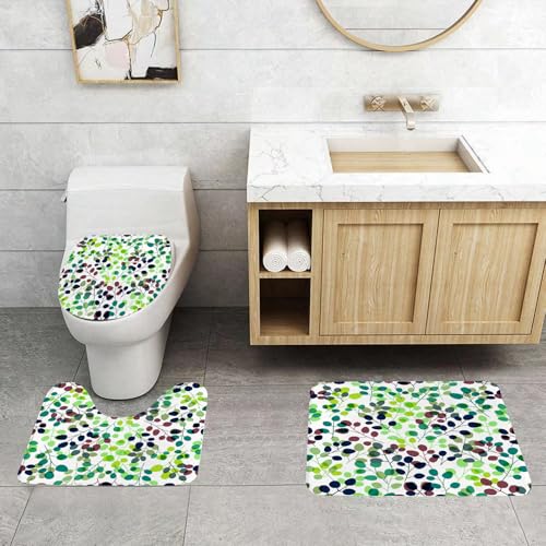 QRFASFZO 3 Stück Badematten und WC Vorleger Microfaser Weiches Badteppich badvorleger rutschfest Waschbar Badezimmerteppich Set,Natur, Muster aus gemischten Blättern in verschiedenen Farbtönen Frühl QRFASFZO 3 Stück Badematten und WC Vorleger Microfaser Weiches Badteppich badvorleger rutschfest Waschbar Badezimmerteppich Set,Natur, Muster aus gemischten Blättern in verschiedenen Farbtönen Frühl von QRFASFZO