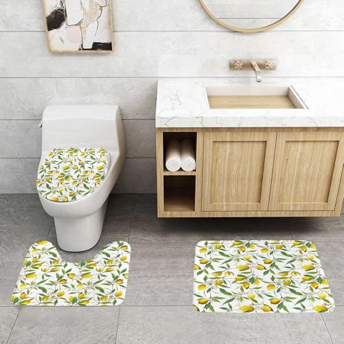 QRFASFZO 3 Stück Badematten und WC Vorleger Microfaser Weiches Badteppich badvorleger rutschfest Waschbar Badezimmerteppich Set,Natur, blühende Zitrone. Gehölzpflanze. Romantik. Lebensraum. Zitrusfr QRFASFZO 3 Stück Badematten und WC Vorleger Microfaser Weiches Badteppich badvorleger rutschfest Waschbar Badezimmerteppich Set,Natur, blühende Zitrone. Gehölzpflanze. Romantik. Lebensraum. Zitrusfr von QRFASFZO
