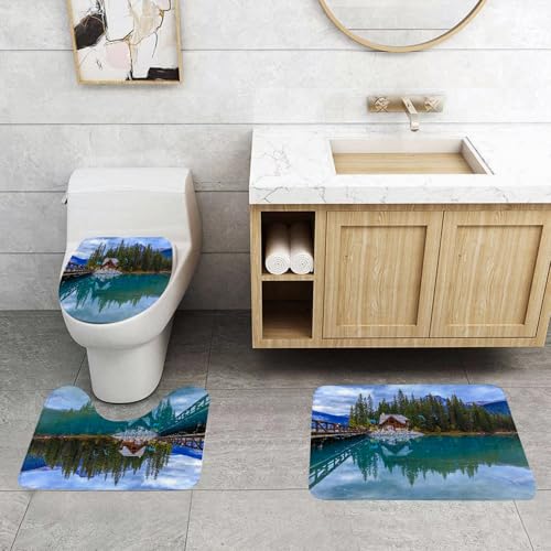 QRFASFZO 3 Stück Badematten und WC Vorleger Microfaser Weiches Badteppich badvorleger rutschfest Waschbar Badezimmerteppich Set,Natur, kanadische Landschaft des Emera-Sees QRFASFZO 3 Stück Badematten und WC Vorleger Microfaser Weiches Badteppich badvorleger rutschfest Waschbar Badezimmerteppich Set,Natur, kanadische Landschaft des Emera-Sees von QRFASFZO