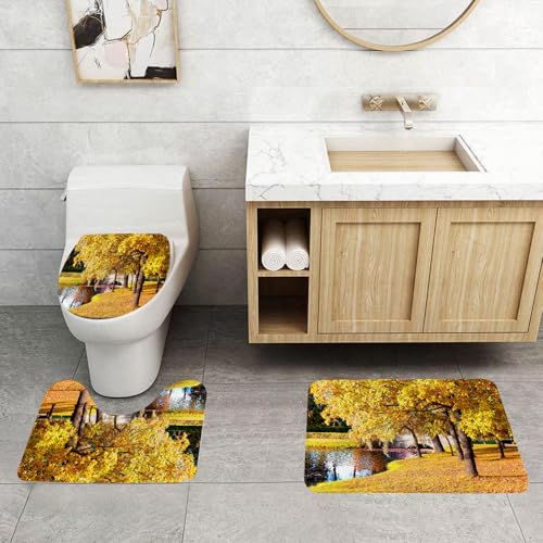QRFASFZO 3 Stück Badematten und WC Vorleger Microfaser Weiches Badteppich badvorleger rutschfest Waschbar Badezimmerteppich Set,Natur, schöner Herbstwald im Stadtpark Sankt Petersburg, Russland, län QRFASFZO 3 Stück Badematten und WC Vorleger Microfaser Weiches Badteppich badvorleger rutschfest Waschbar Badezimmerteppich Set,Natur, schöner Herbstwald im Stadtpark Sankt Petersburg, Russland, län von QRFASFZO