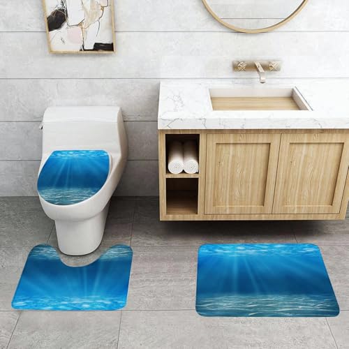 QRFASFZO 3 Stück Badematten und WC Vorleger Microfaser Weiches Badteppich badvorleger rutschfest Waschbar Badezimmerteppich Set,Ocean Collection, Sonnenlicht, das in die Tiefe Unterwasser-Wildnislan QRFASFZO 3 Stück Badematten und WC Vorleger Microfaser Weiches Badteppich badvorleger rutschfest Waschbar Badezimmerteppich Set,Ocean Collection, Sonnenlicht, das in die Tiefe Unterwasser-Wildnislan von QRFASFZO